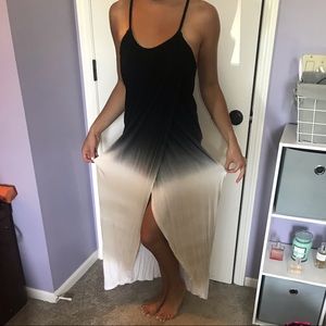 Black, grey, white and tan ombré maxi dress